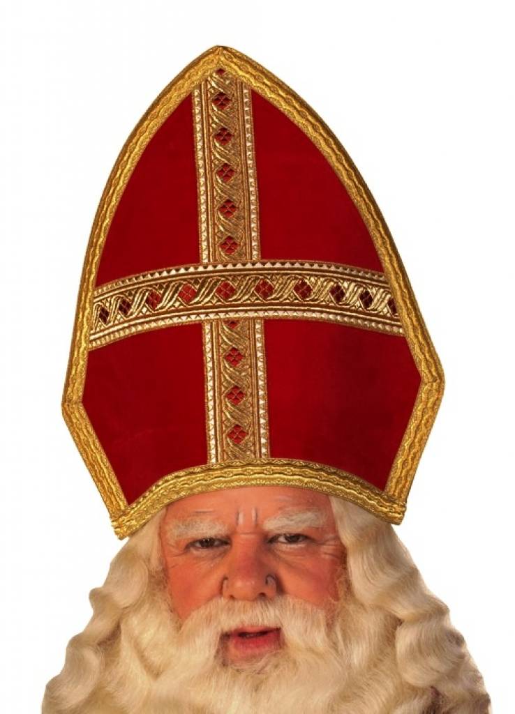 Sinterklaas mijter fluweel standaard rood