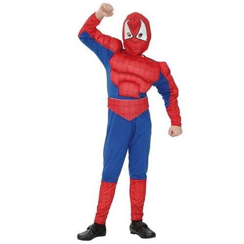 Spiderman pak met spieren - 105-121cm - 5-6 jaar