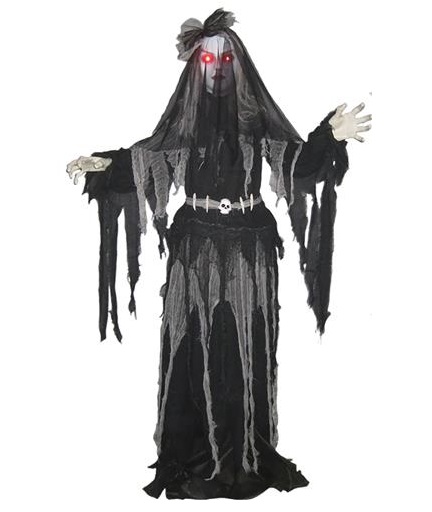 Decoratie standing creepy woman licht en geluid