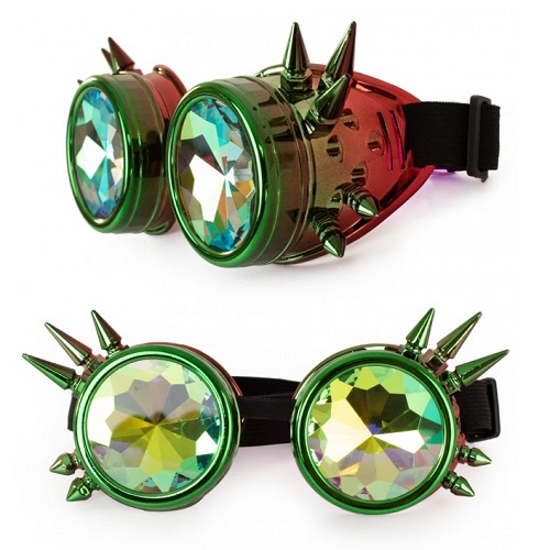 Steampunk bril rood/groen