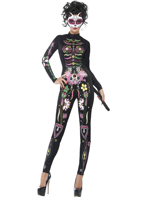 Sugar skull cat kostuum