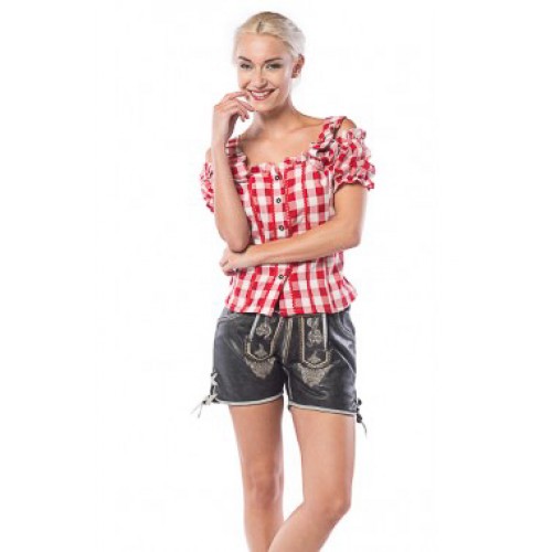 Tiroler blouse dames Mandy rood/wit