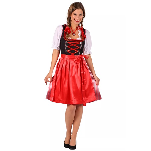 Tiroler jurk Jana zwart-rood - 36