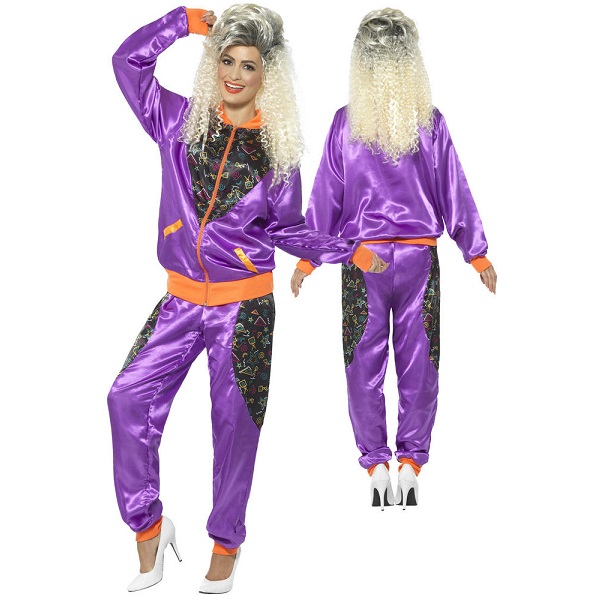 Trainingspak jaren 80 retro paars dames - L