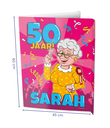 Window sign Sarah 50 jaar